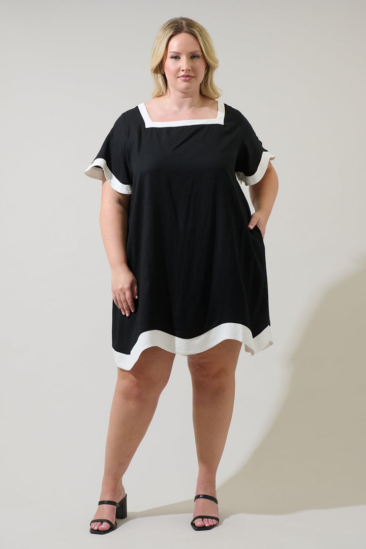 Gizelle Scallop Shift Mini Dress Curve