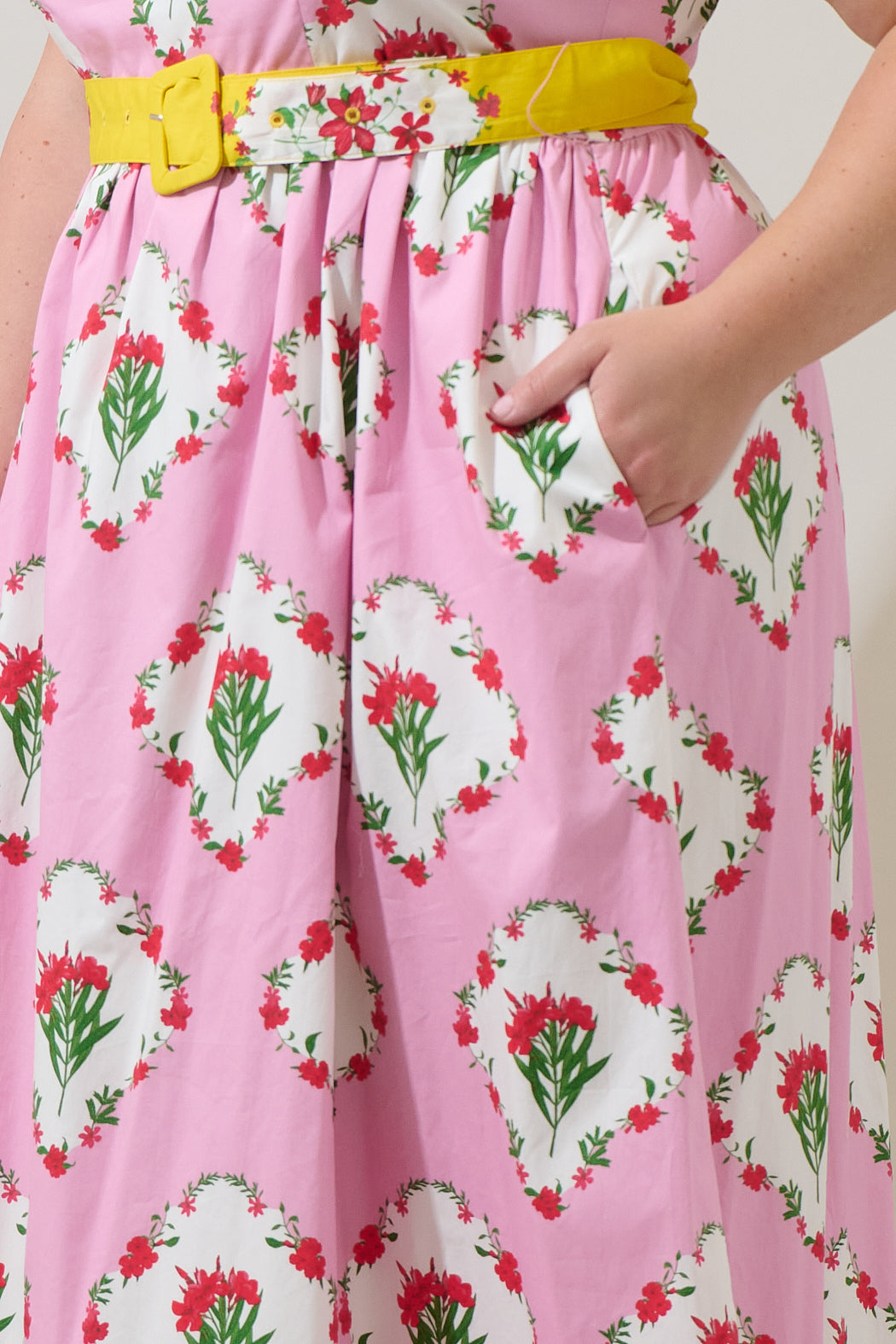 Maia Floral Strapless Ruffle Midi Dress Curve