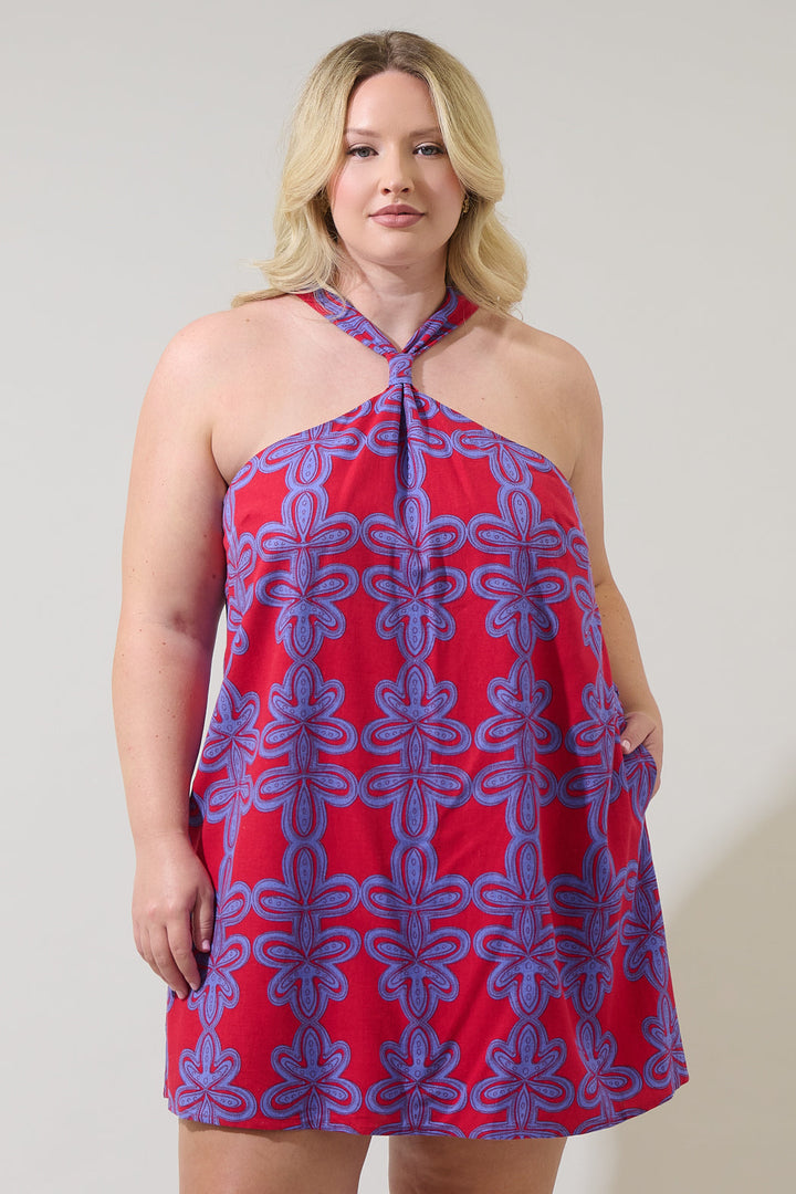 Rory Abstract Amory Halter Mini Dress Curve