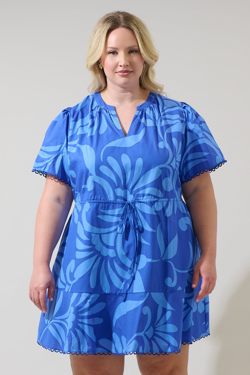 Emidora Floral Bouse Shift Mini Dress Curve