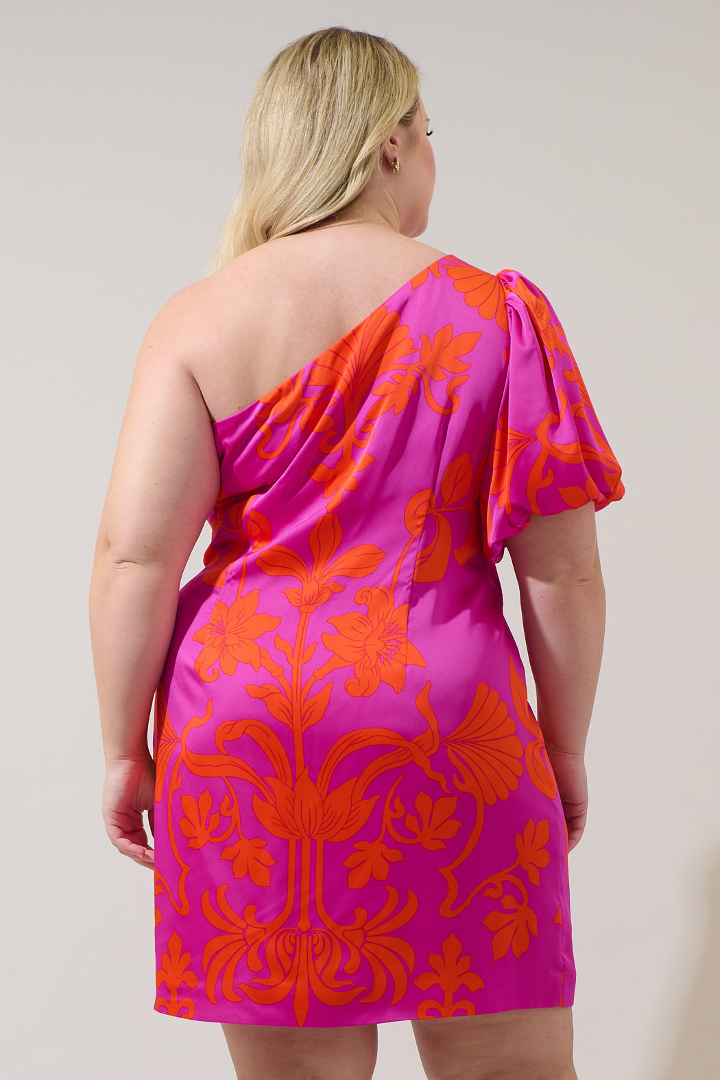 Vallie Floral Kesia One Shoulder Mini Dress Curve