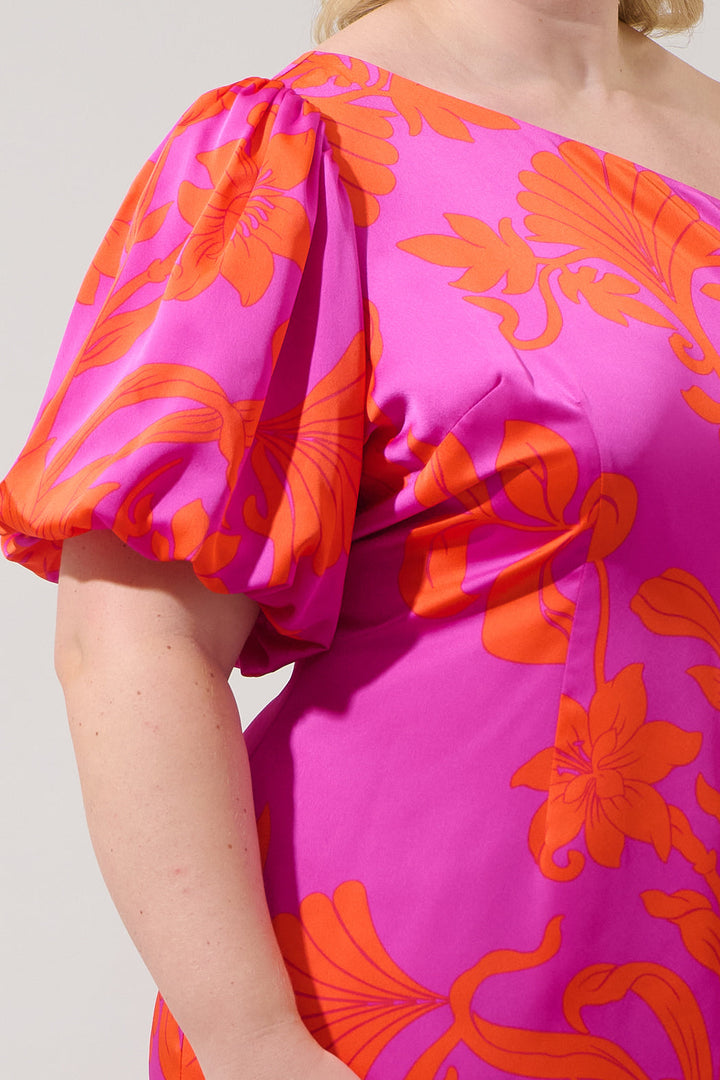 Vallie Floral Kesia One Shoulder Mini Dress Curve