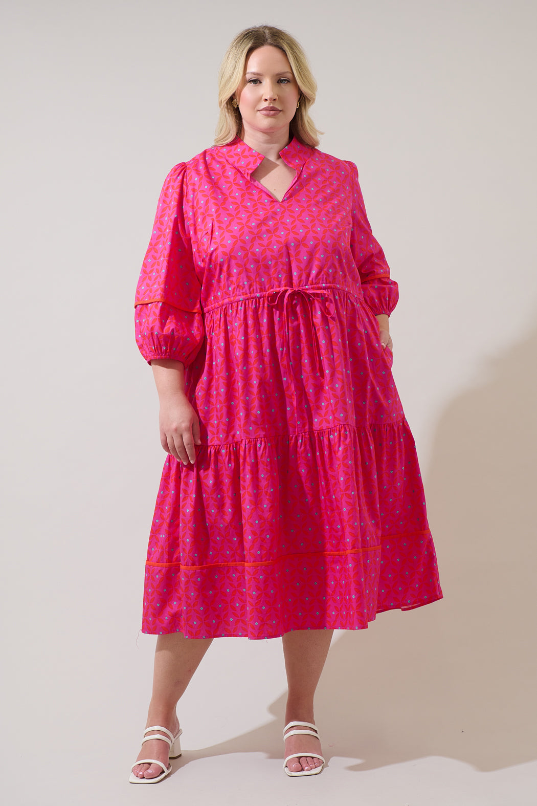 Vaila Floral Soraya Midi Tiered Dress Curve