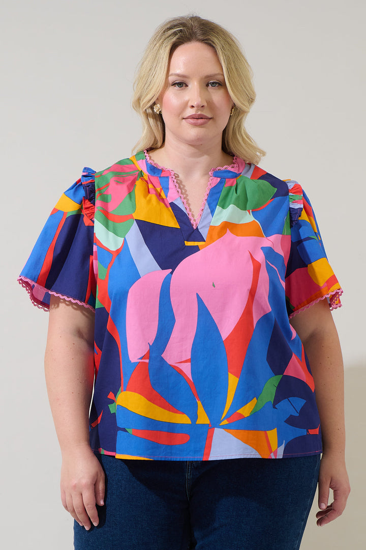 Chroma Abstract Winslet Ruffle Top Curve