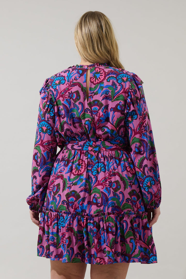 Valier Floral Balloon Sleeve Blouson Dress Curve