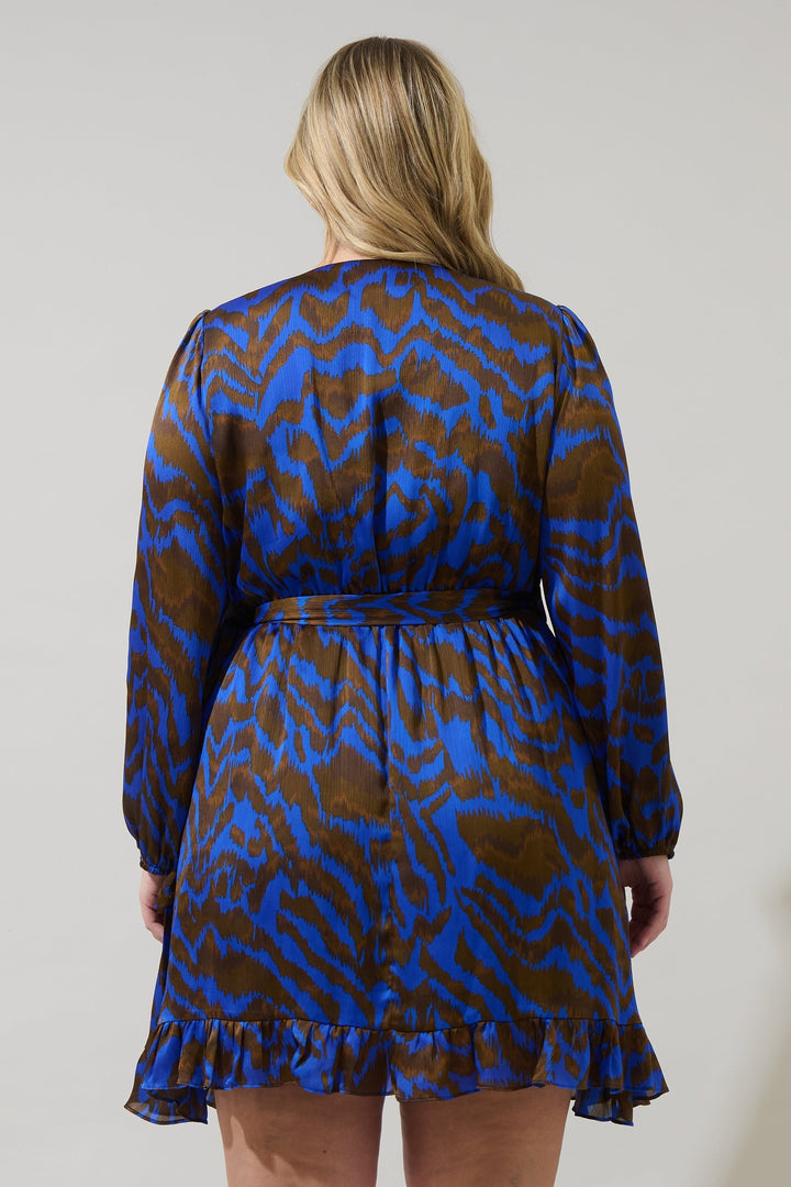 Krista Abstract Mini Wrap Dress Curve