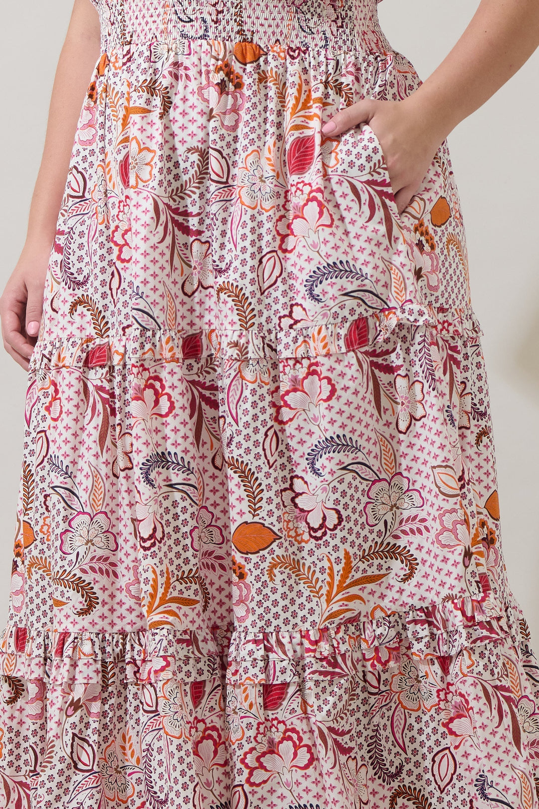 Hendry Floral Palmer Poplin Tiered Maxi Dress Curve