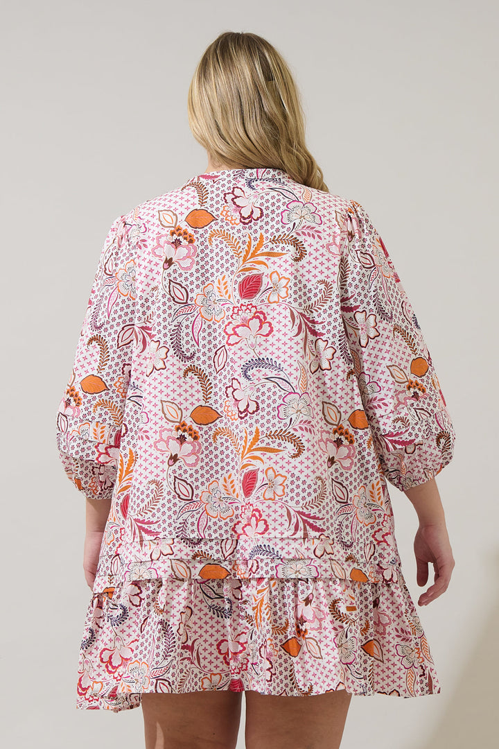 Hendry Floral Velma Ruffle Shift Dress Curve