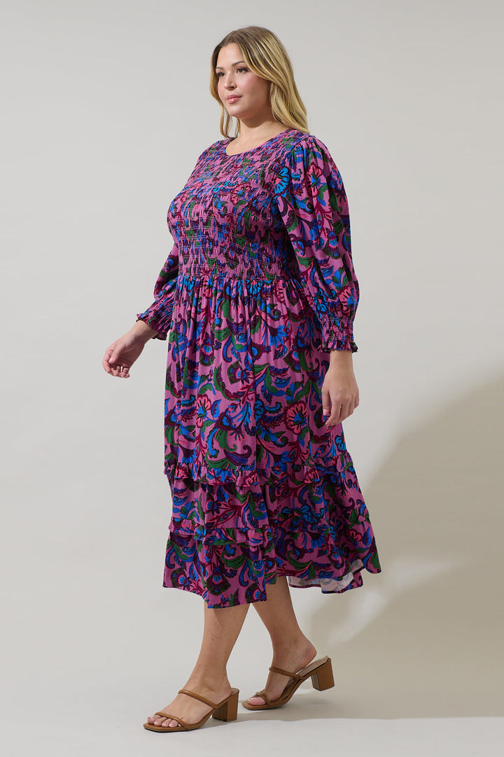 Valier Floral Ludlow Smocked Midi Dress Curve
