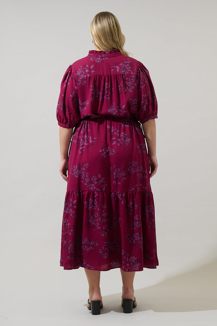 Zurum Floral Pleated Midi Dress Curve