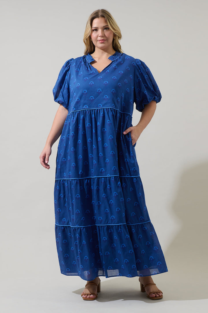 Briza Medallion Renley Tiered Maxi Dress Curve