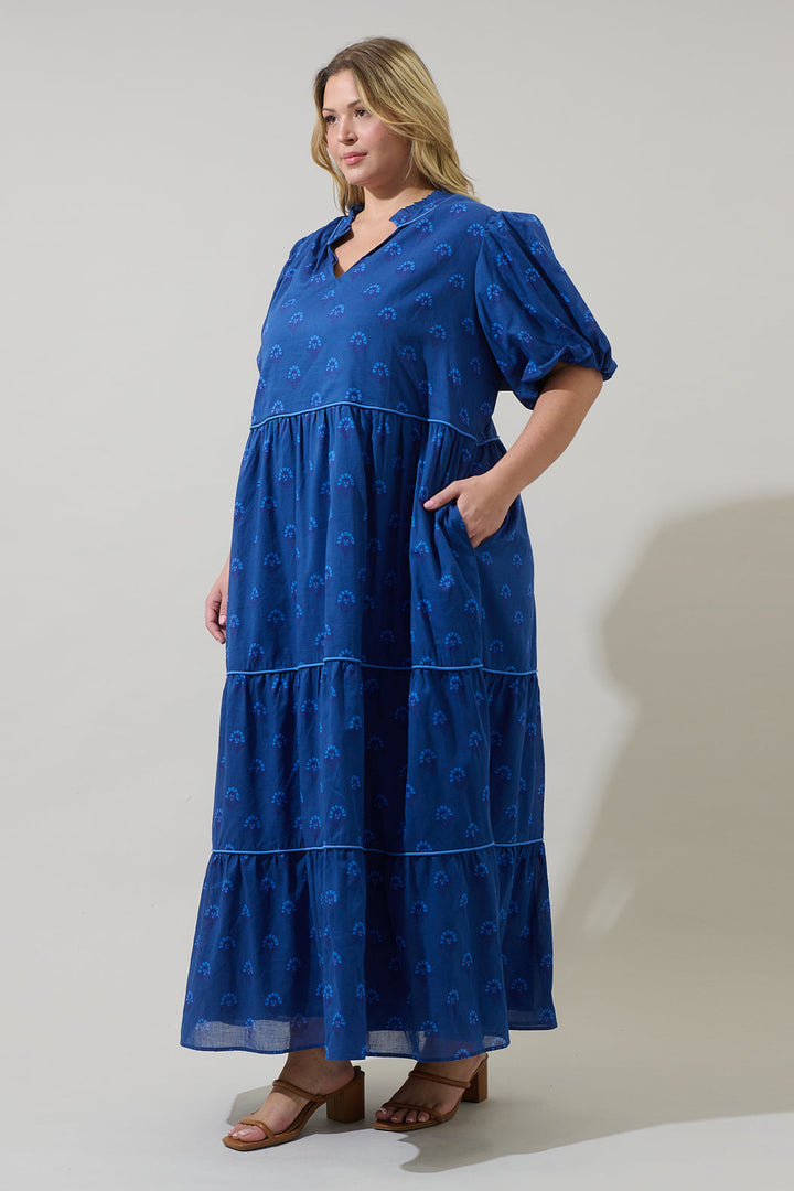 Briza Medallion Renley Tiered Maxi Dress Curve