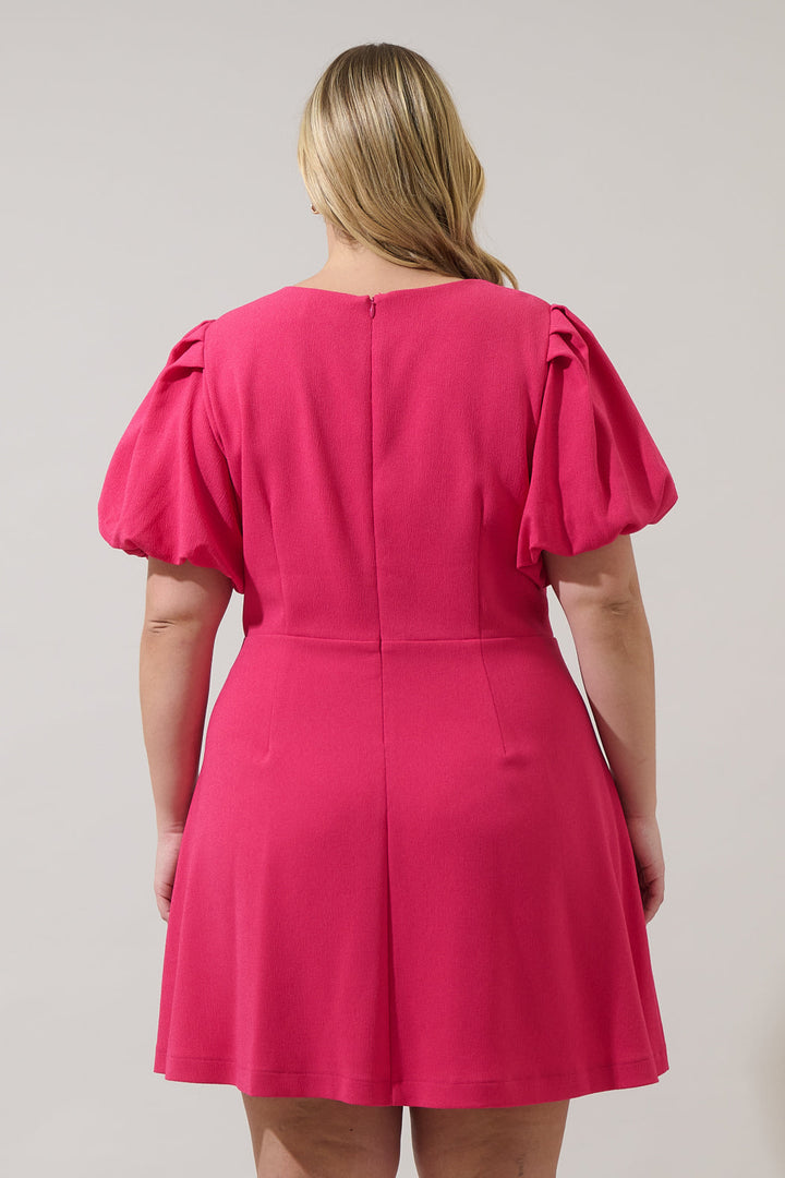 Zemira Rosette Bubble Sleeve Mini Dress Curve