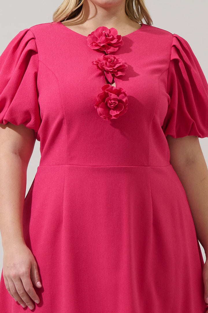 Zemira Rosette Bubble Sleeve Mini Dress Curve