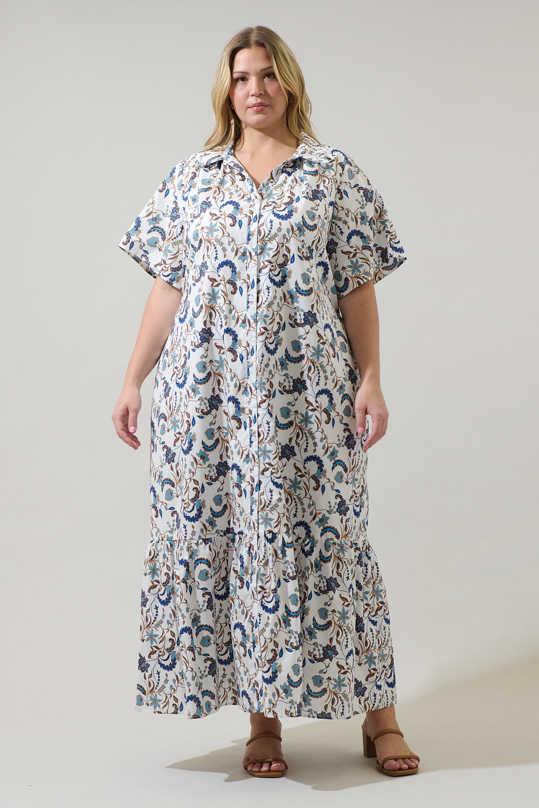 Ralston Floral Valery Button Down Maxi Dress Curve