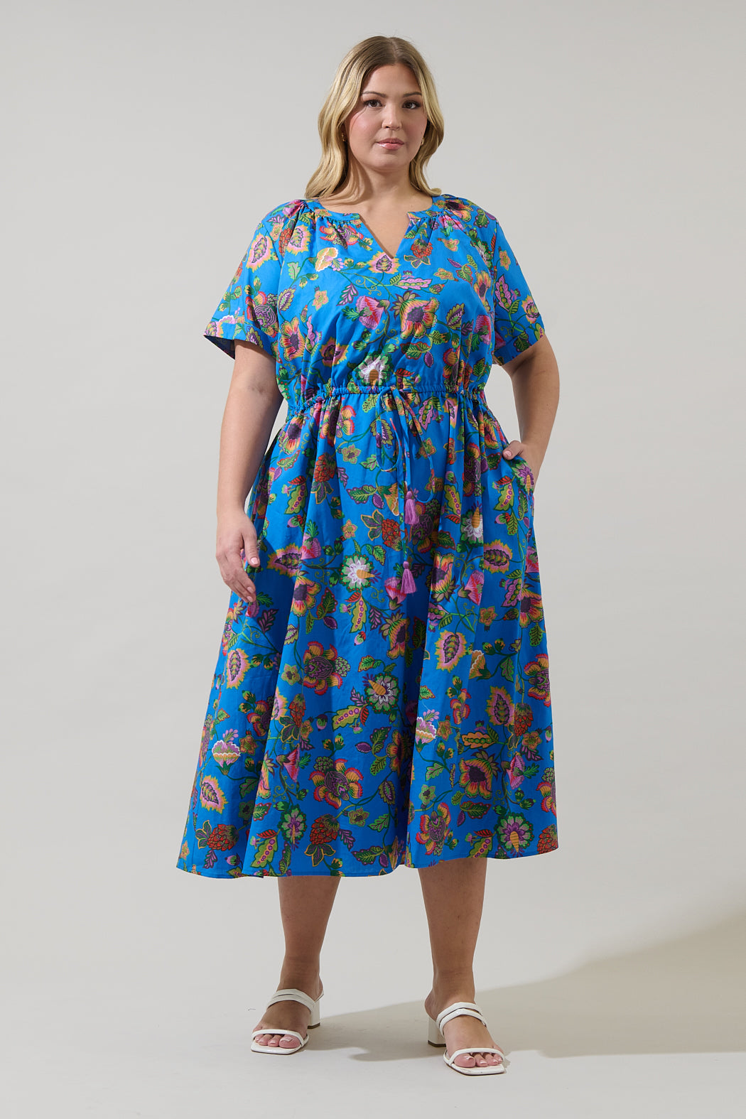 Anabelle Floral Fatima Ruffle Midi Dress Curve