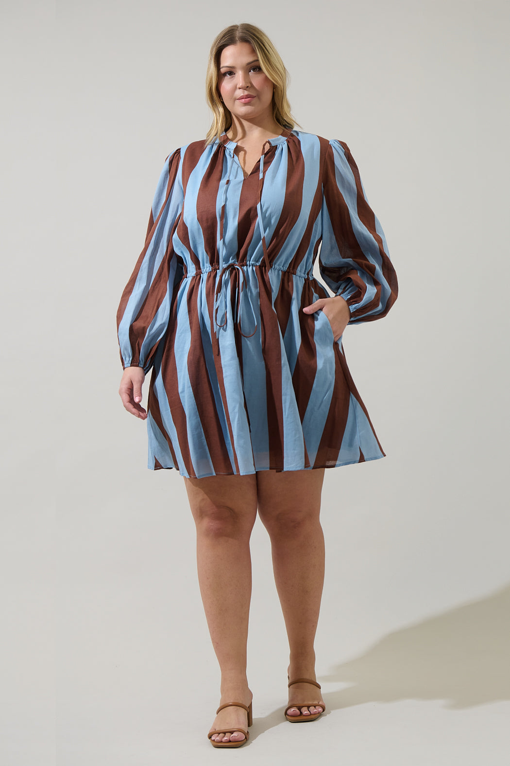 Evabelle Stripe Viany Shift Mini Dress Curve