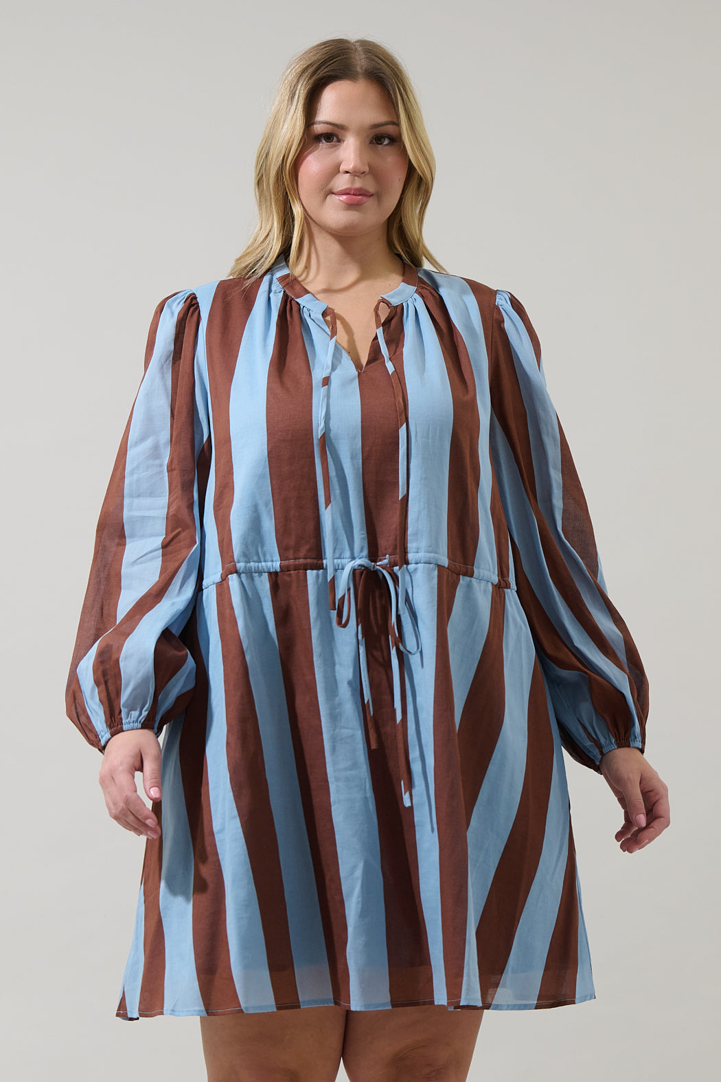 Evabelle Stripe Viany Shift Mini Dress Curve