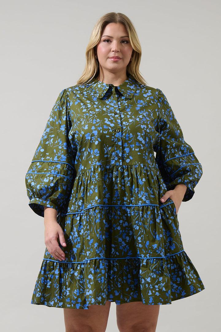 Solvay Floral Stark Tiered Mini Dress Curve