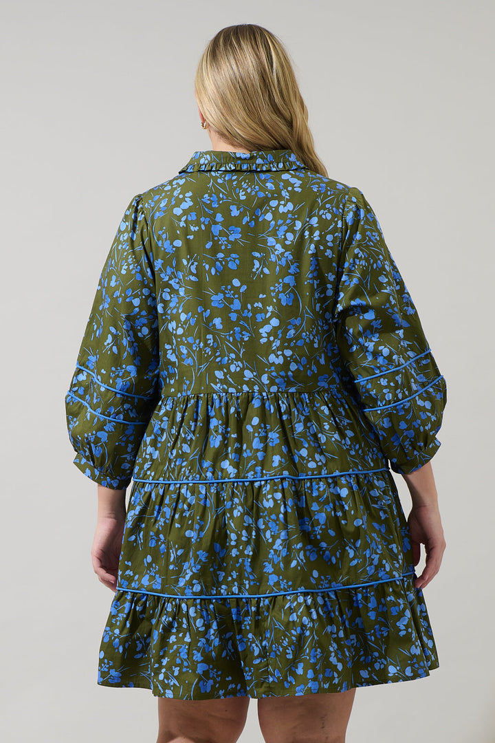 Solvay Floral Stark Tiered Mini Dress Curve