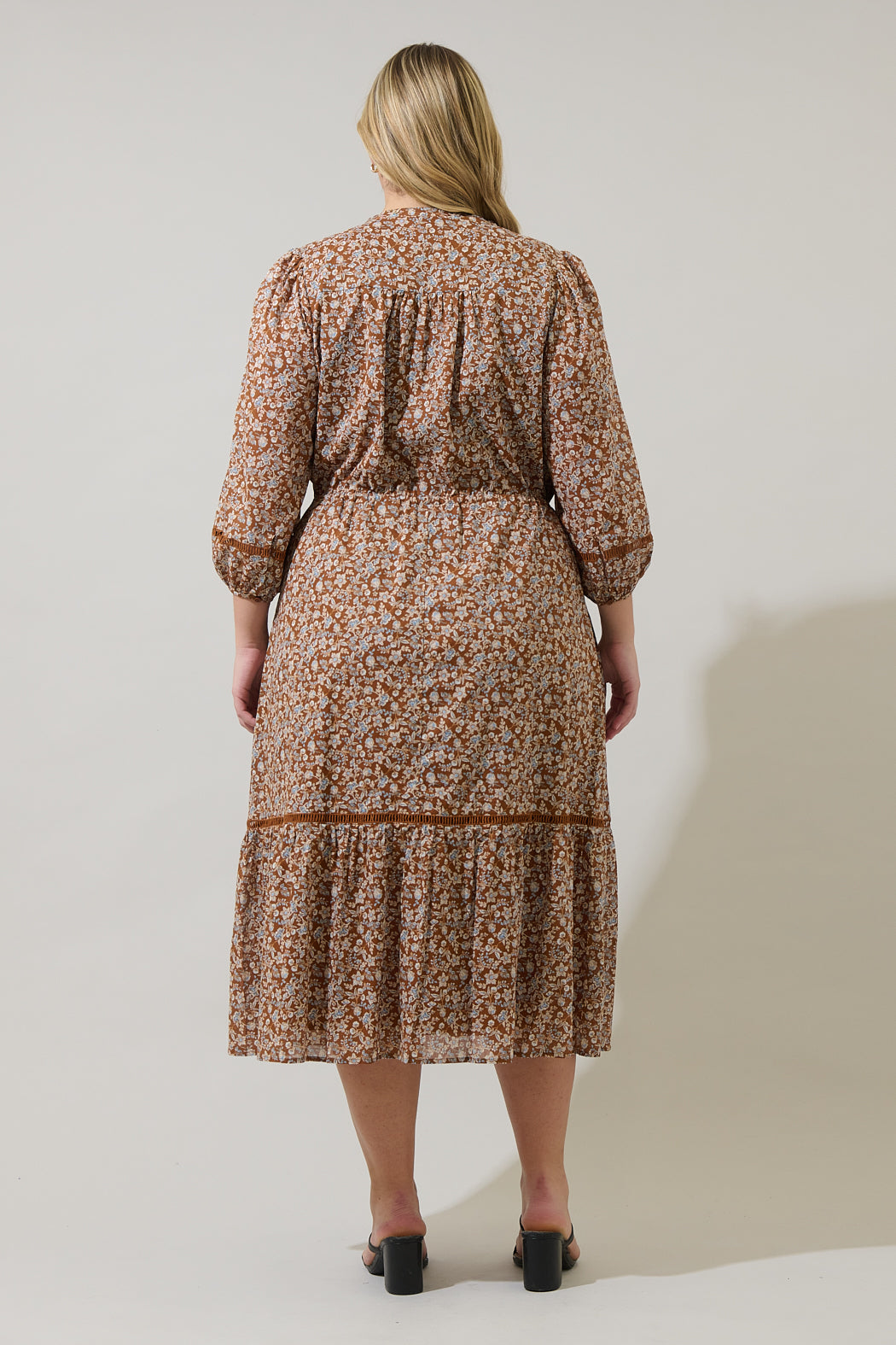 Ramsey Ditsy Harmy Drawstring Midi Dress Curve