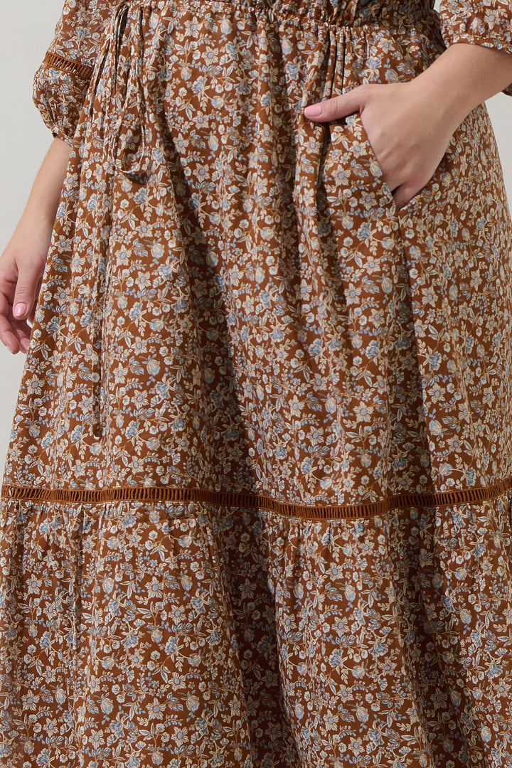 Ramsey Ditsy Harmy Drawstring Midi Dress Curve