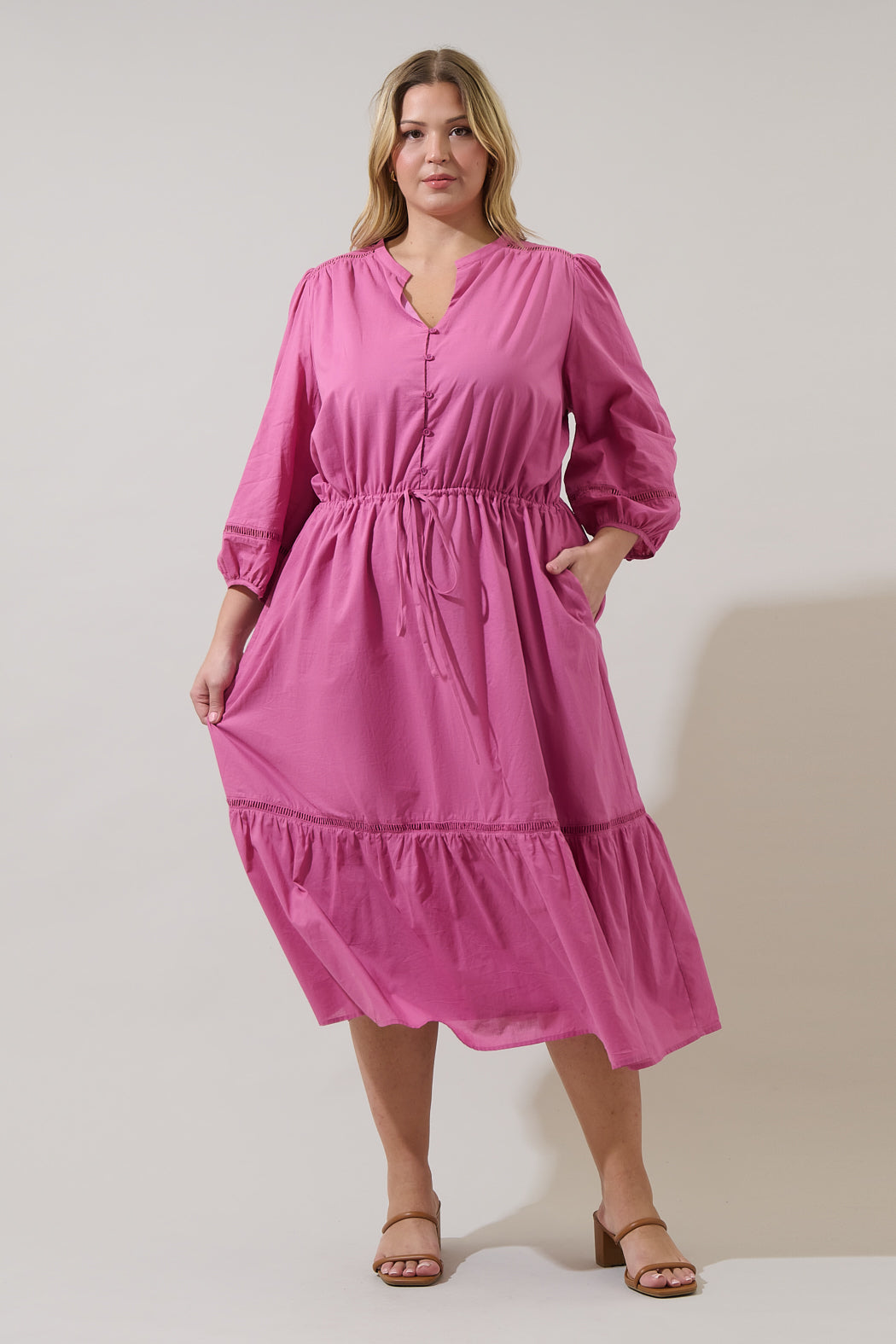 Harmy Drawstring Midi Dress Curve