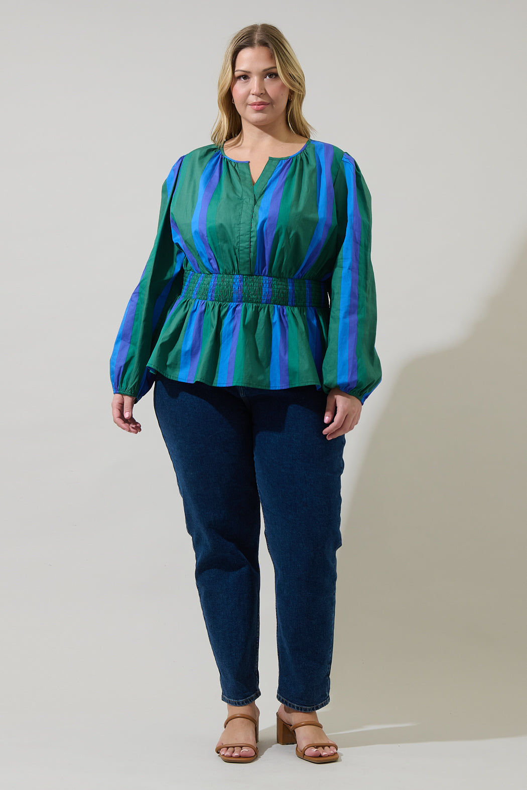 Dolary Stripe Mirana Smocked Top Curve