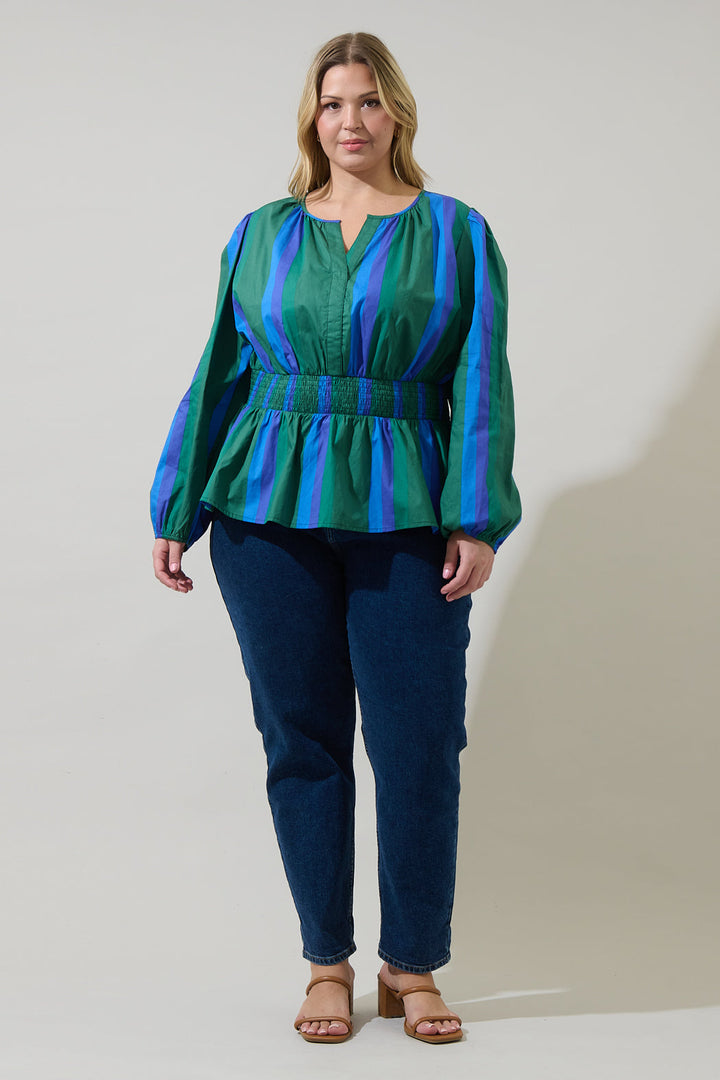 Dolary Stripe Mirana Smocked Top Curve