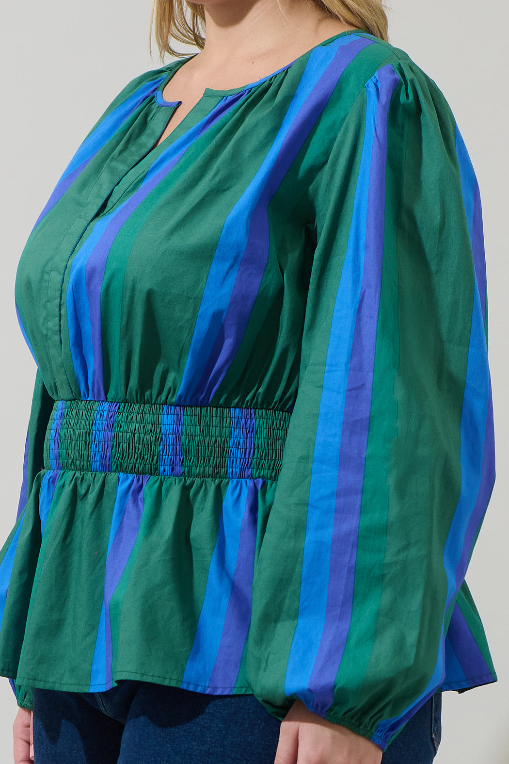 Dolary Stripe Mirana Smocked Top Curve