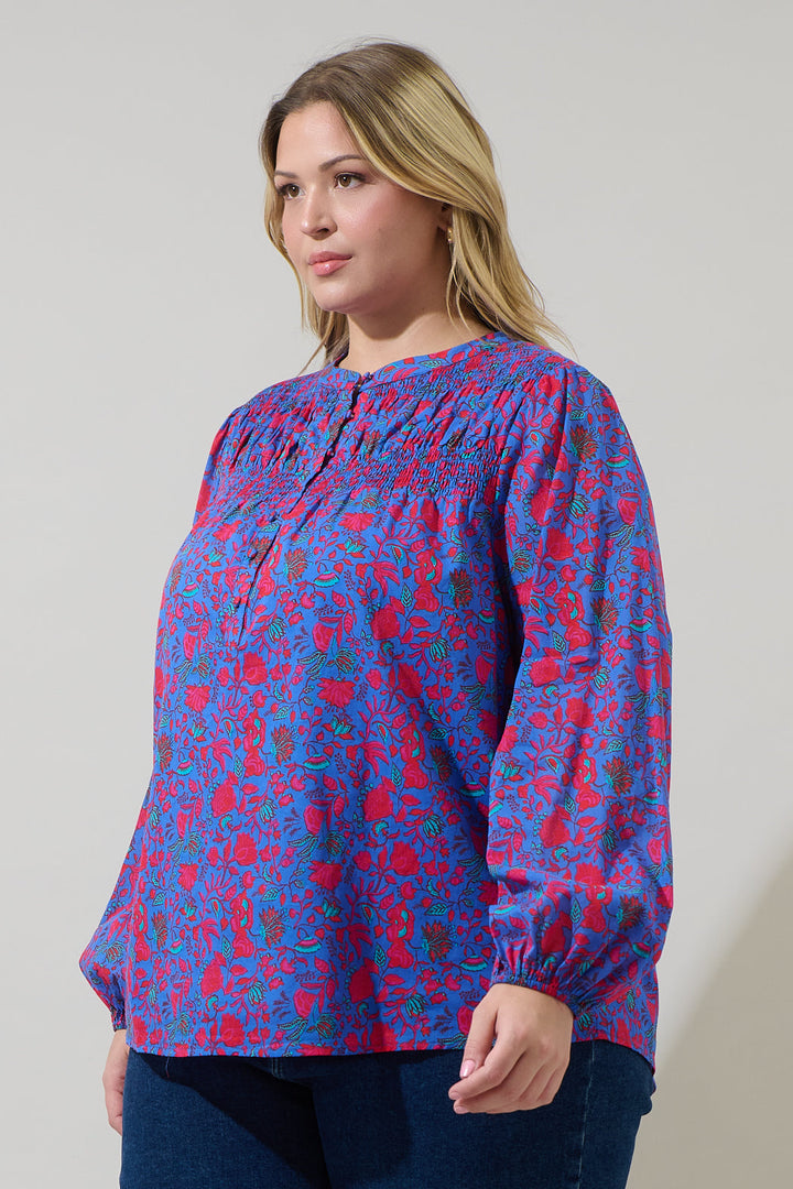 Tanya Floral Katara Smocked Top Curve