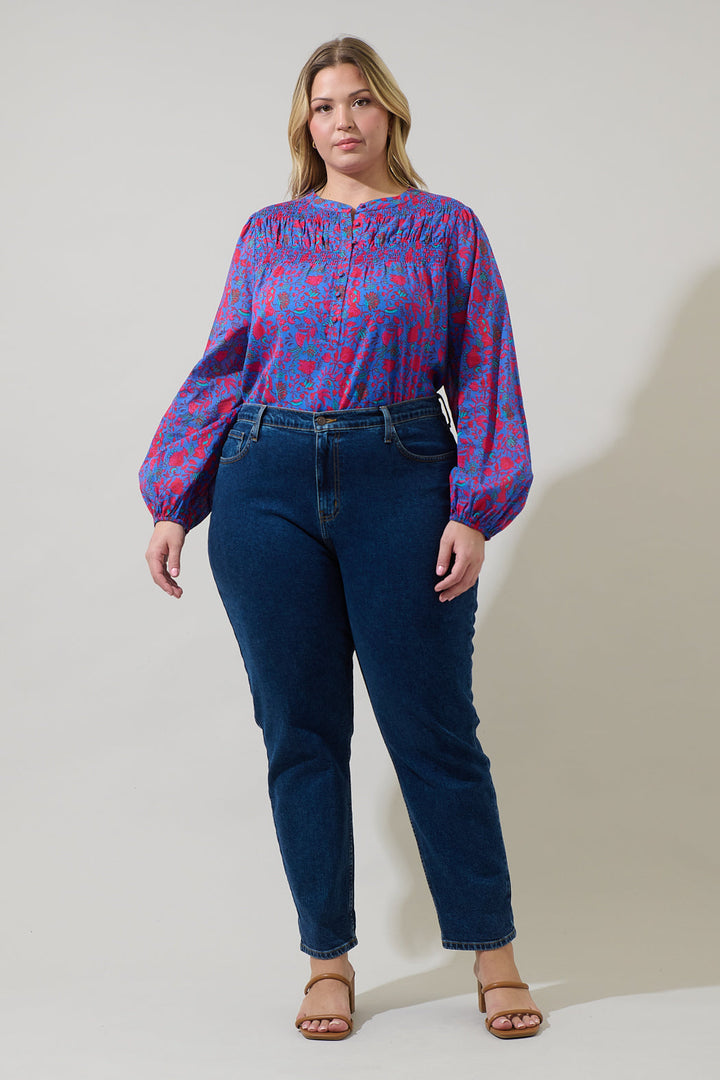 Tanya Floral Katara Smocked Top Curve