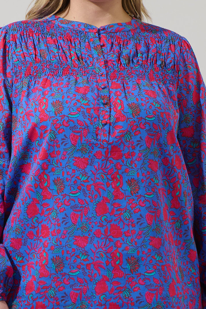 Tanya Floral Katara Smocked Top Curve