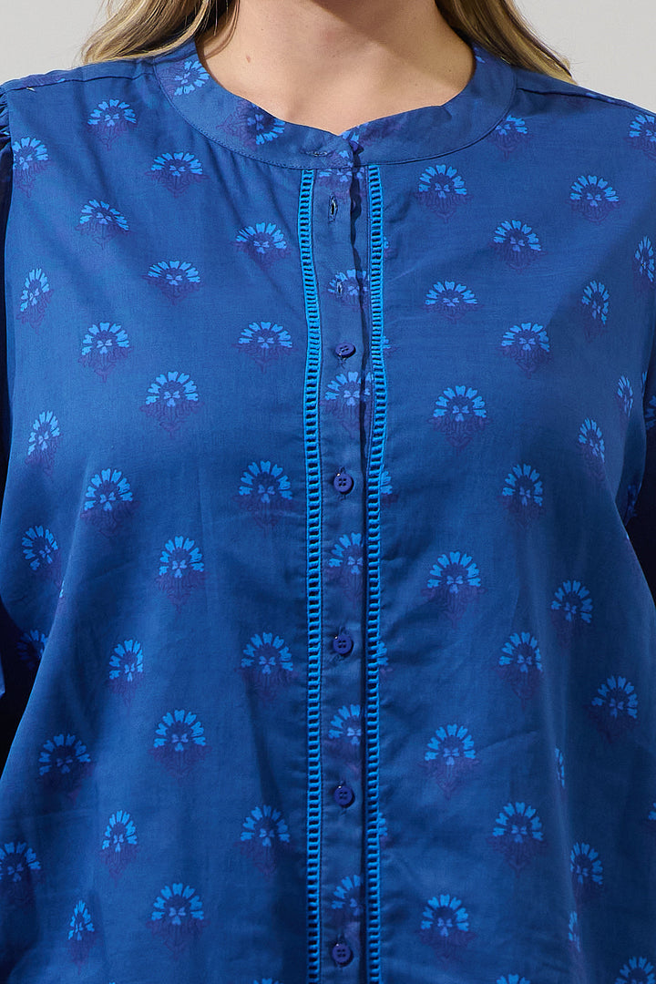 Briza Medallion Meddy Button Down Top Curve