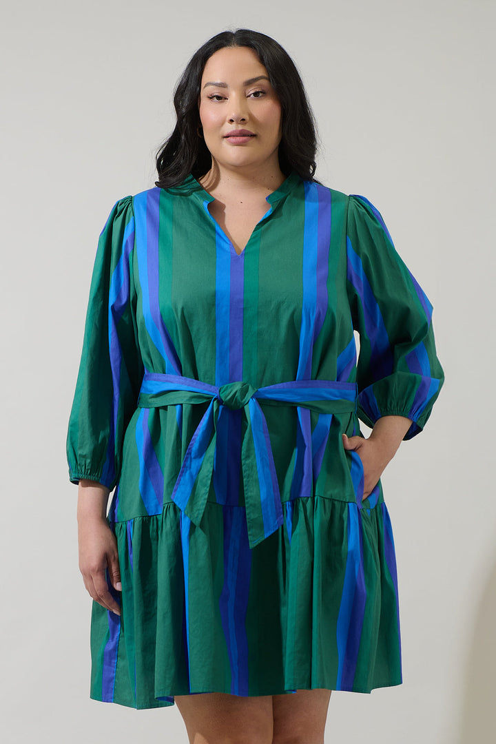 Dolary Stripe Leola Shift Mini Dress Curve