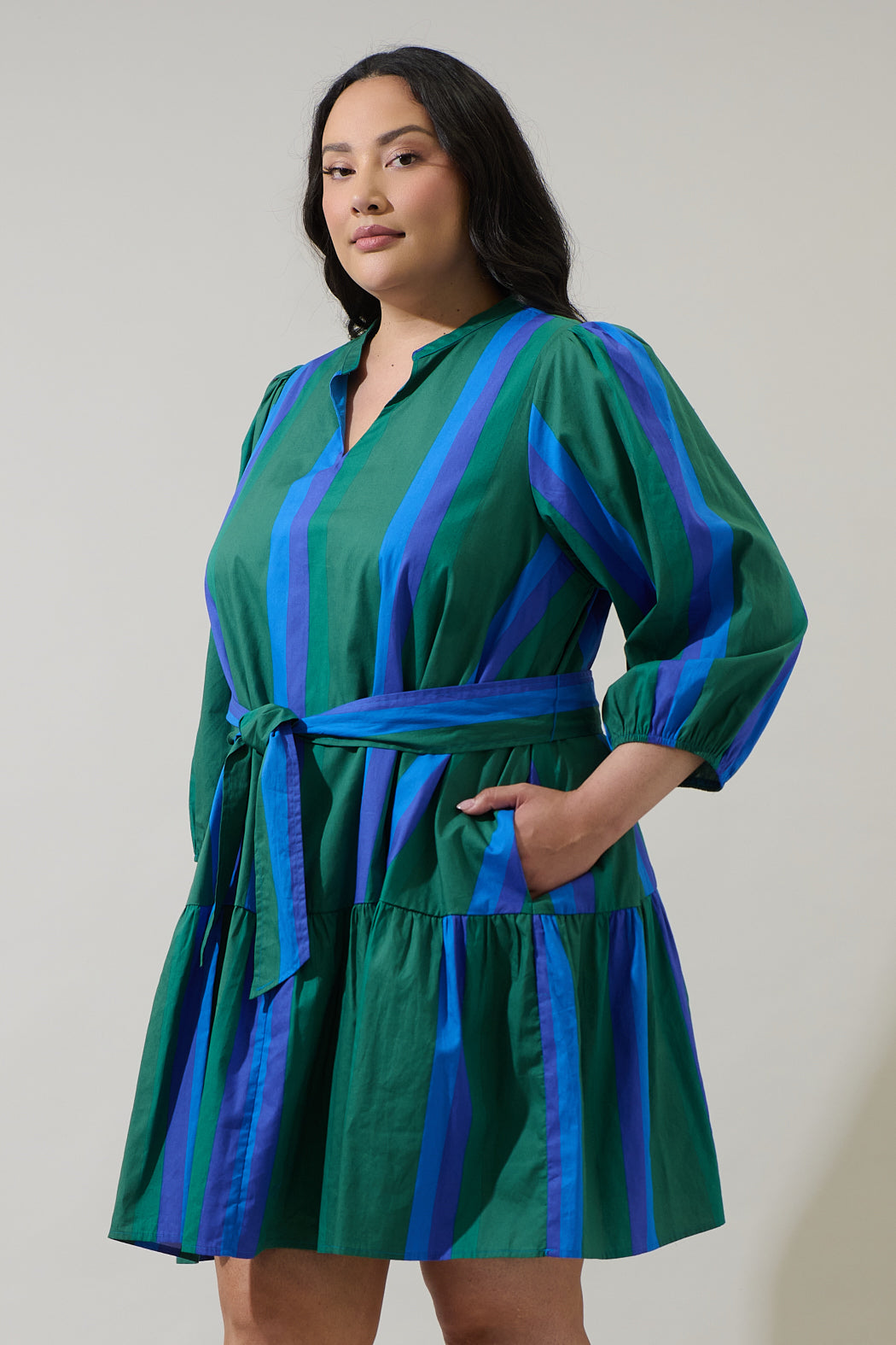 Dolary Stripe Leola Shift Mini Dress Curve