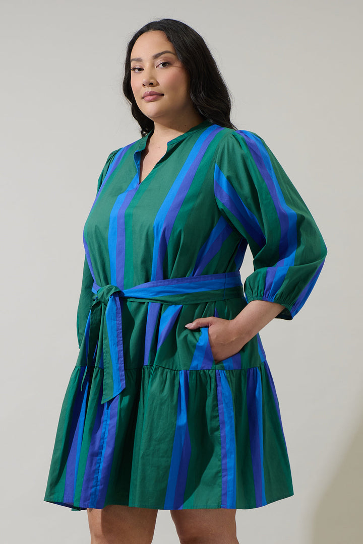 Dolary Stripe Leola Shift Mini Dress Curve