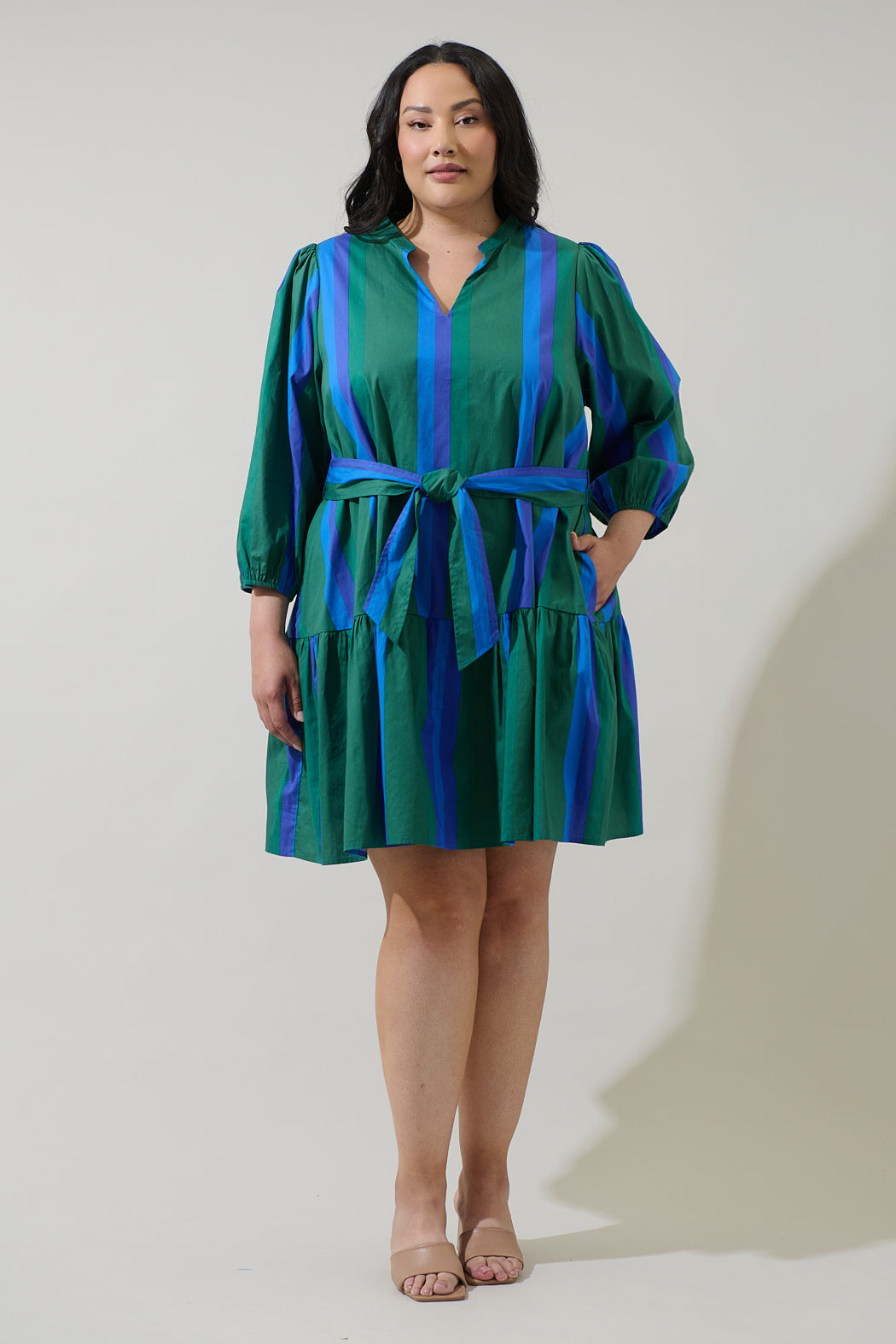 Dolary Stripe Leola Shift Mini Dress Curve