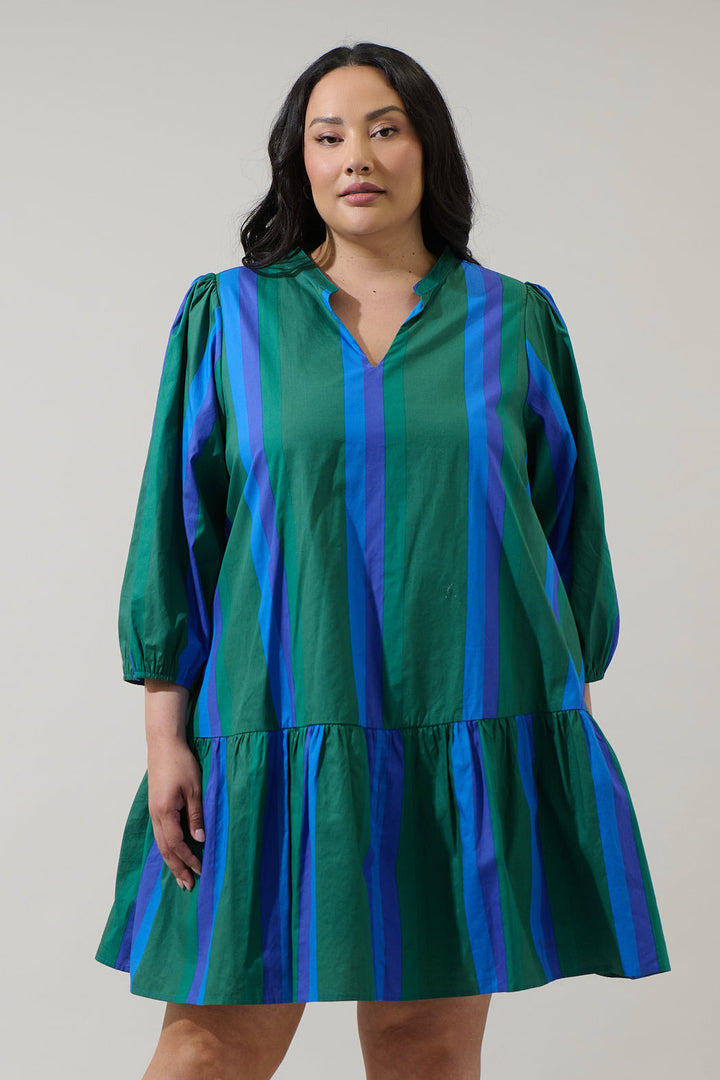 Dolary Stripe Leola Shift Mini Dress Curve