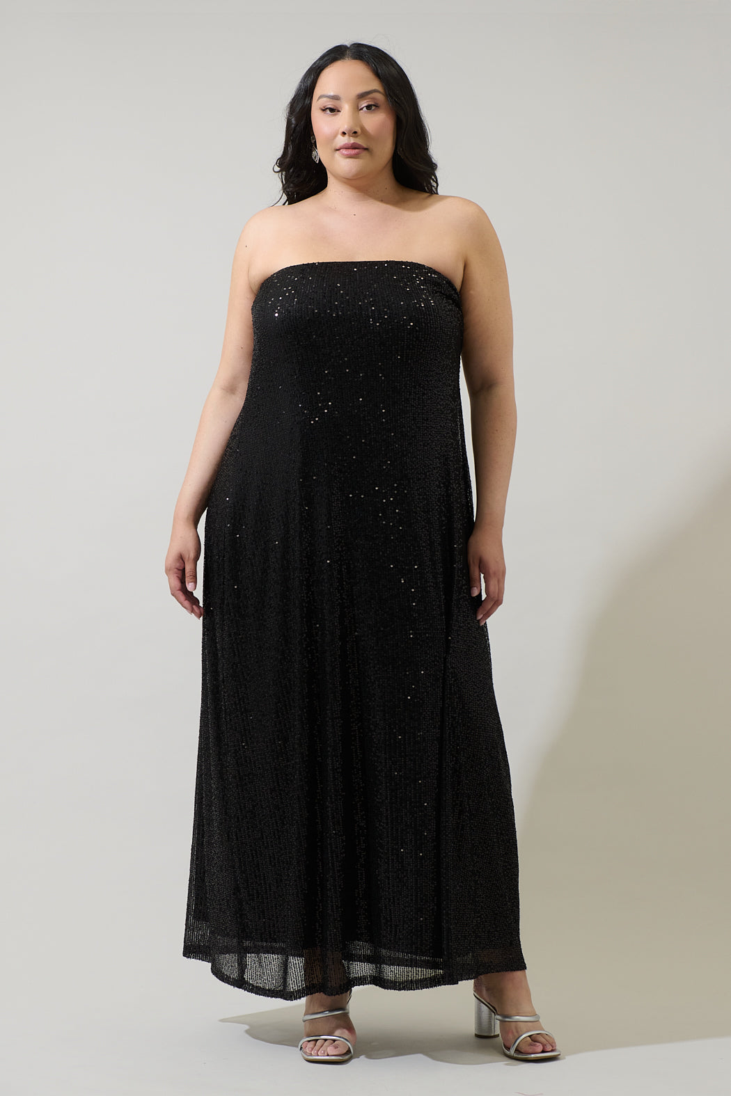 Friday Nights Sequin Strapless Maxi Dress Curve