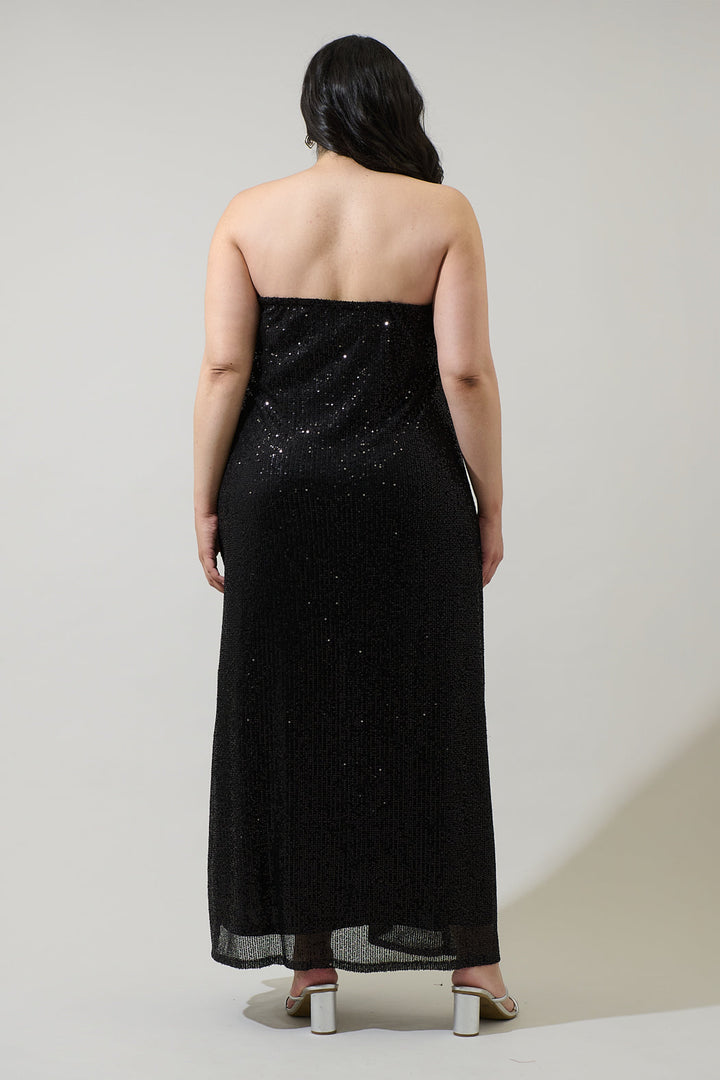Friday Nights Sequin Strapless Maxi Dress Curve
