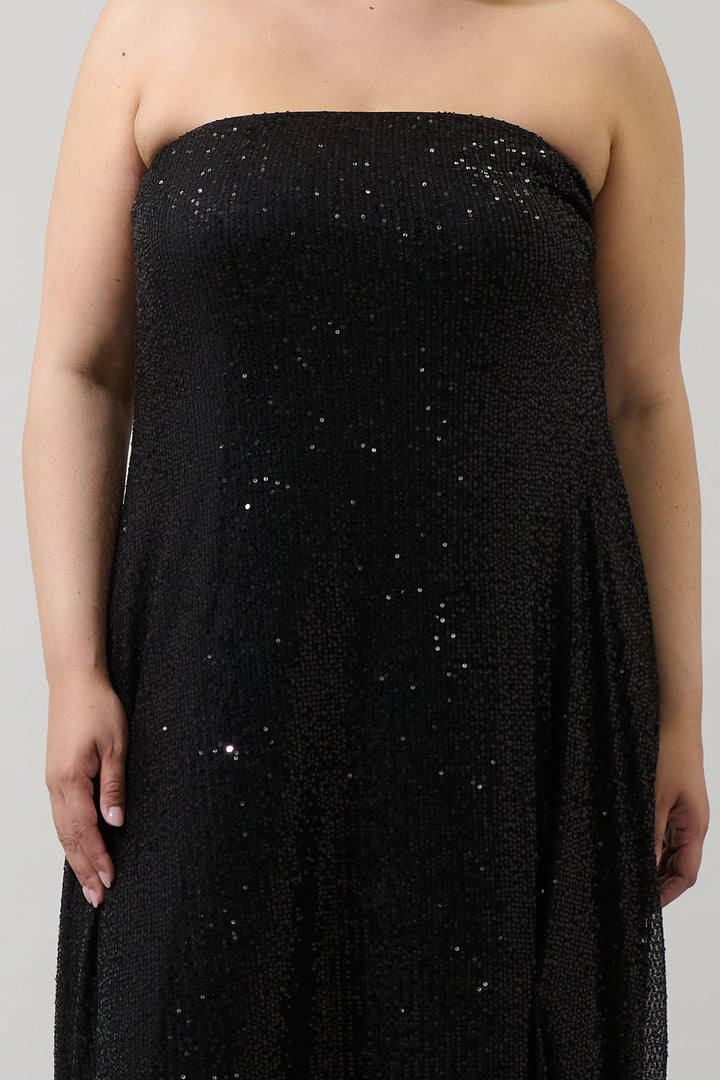 Friday Nights Sequin Strapless Maxi Dress Curve