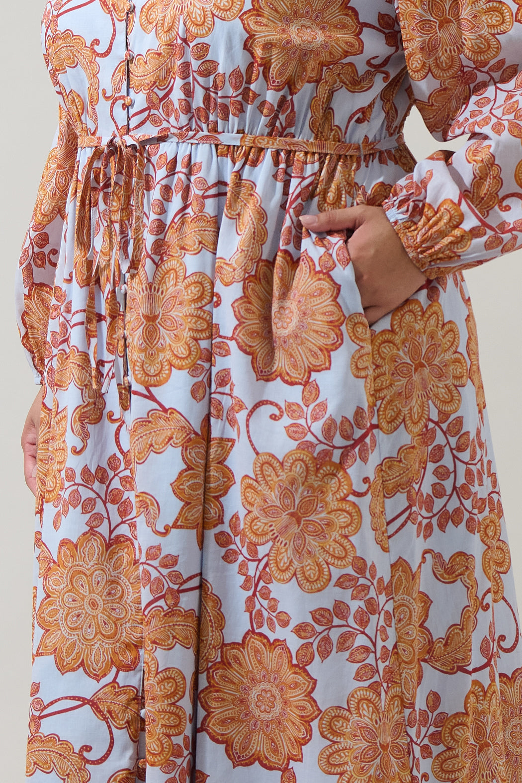 Siany Floral Ameni Button Down Midi Dress Curve