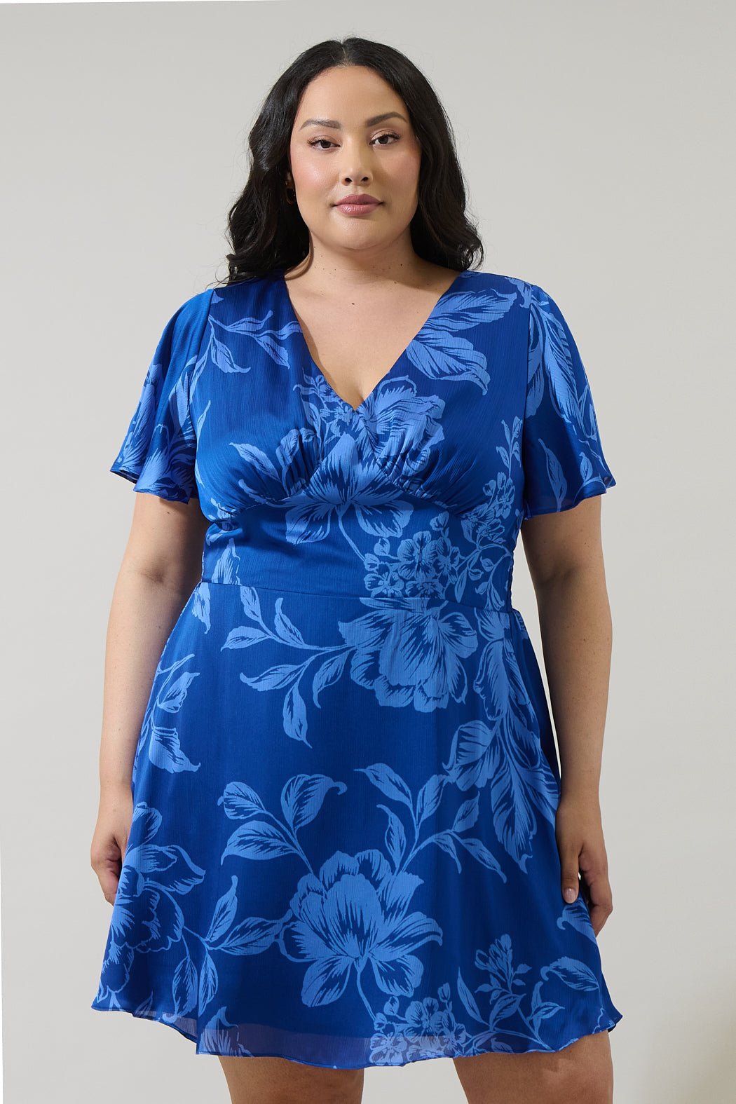 Ciara Floral Emeny Short Sleeve Mini Dress Curve