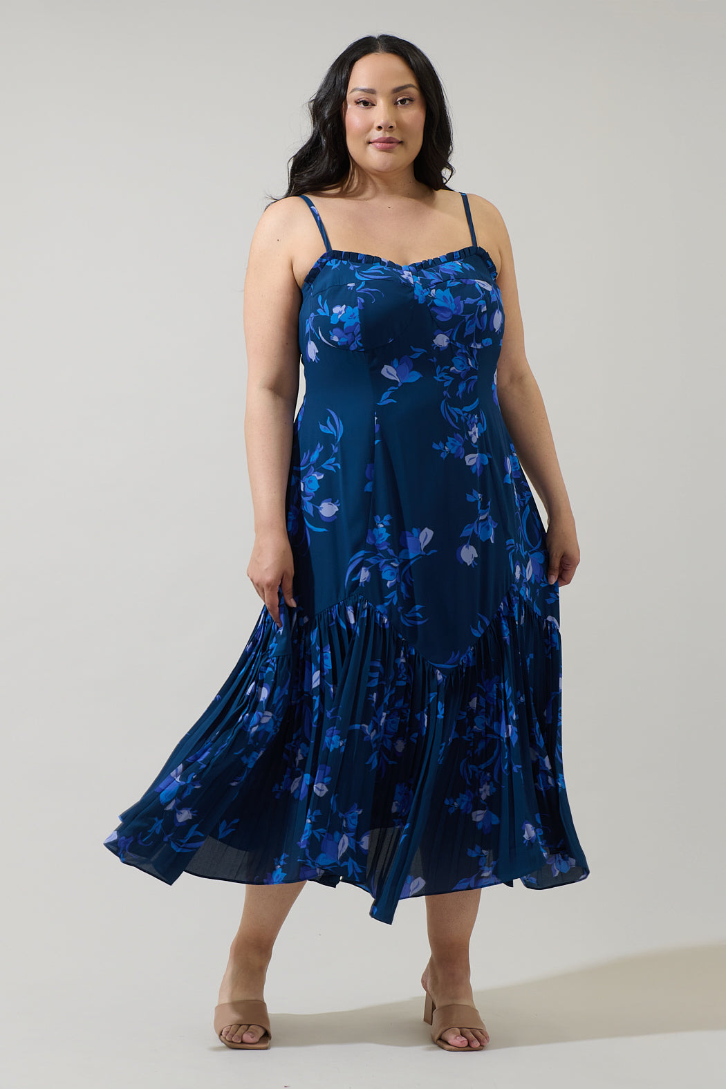 Niva Floral Hendra Pleated Midi Dress Curve