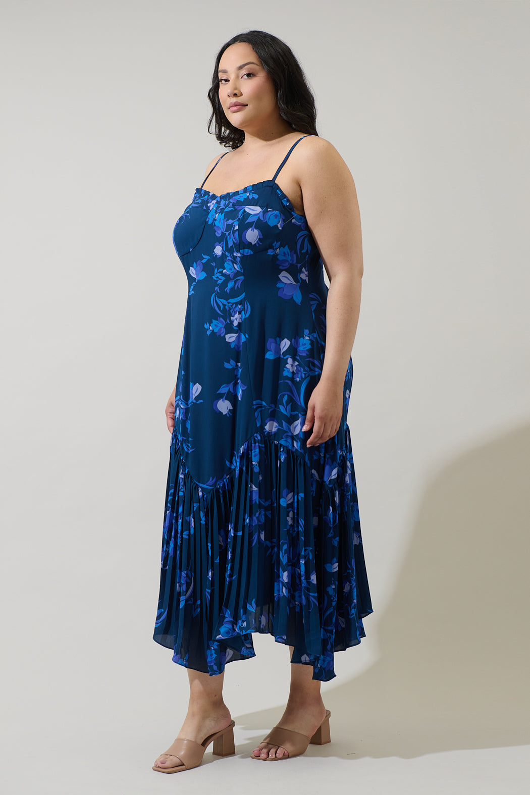 Niva Floral Hendra Pleated Midi Dress Curve