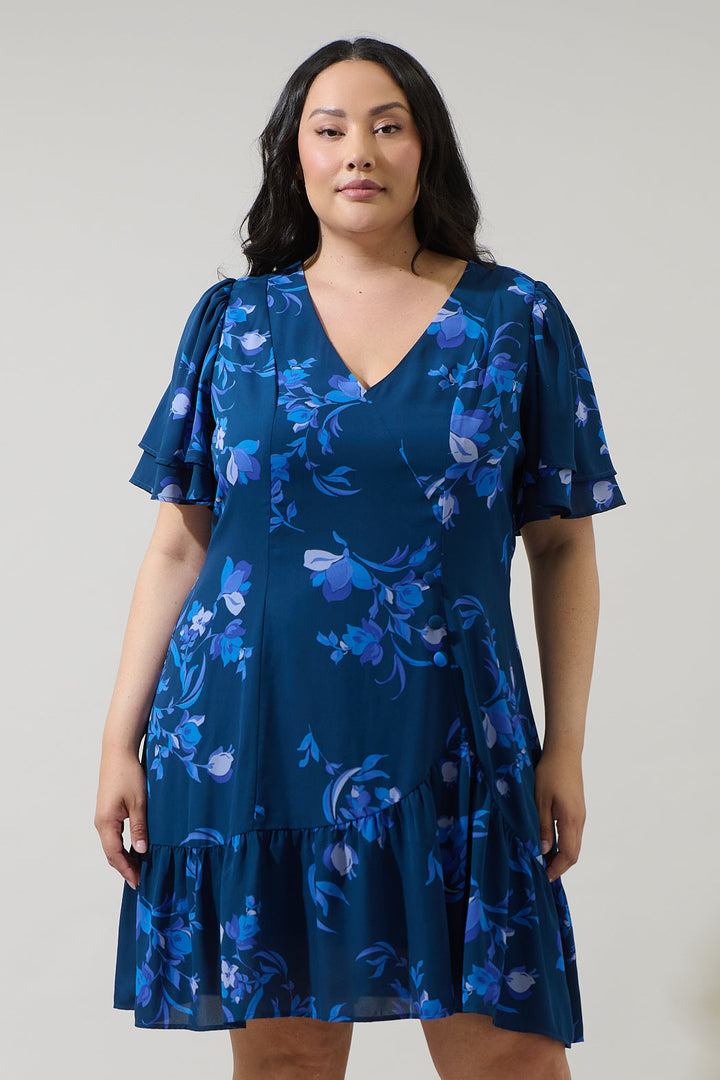 Niva Floral Rivane Button Mini Dress Curve