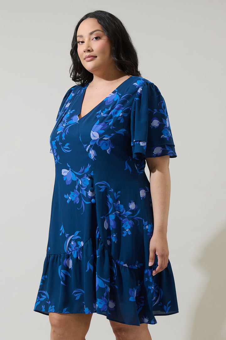 Niva Floral Rivane Button Mini Dress Curve