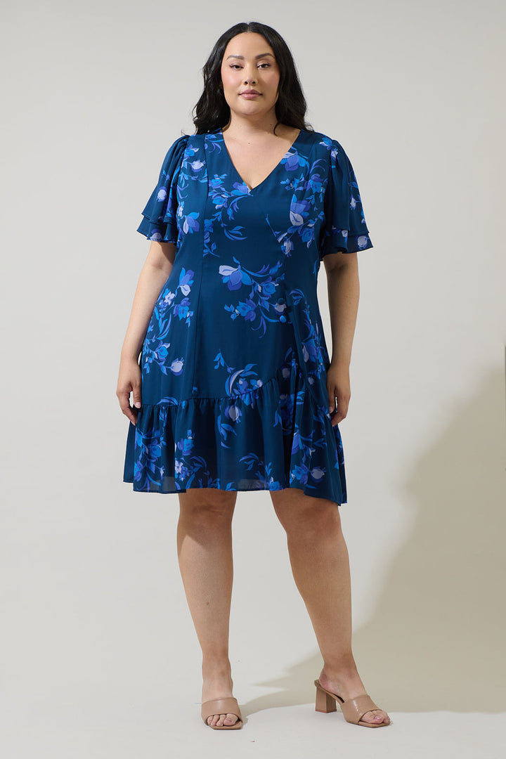 Niva Floral Rivane Button Mini Dress Curve