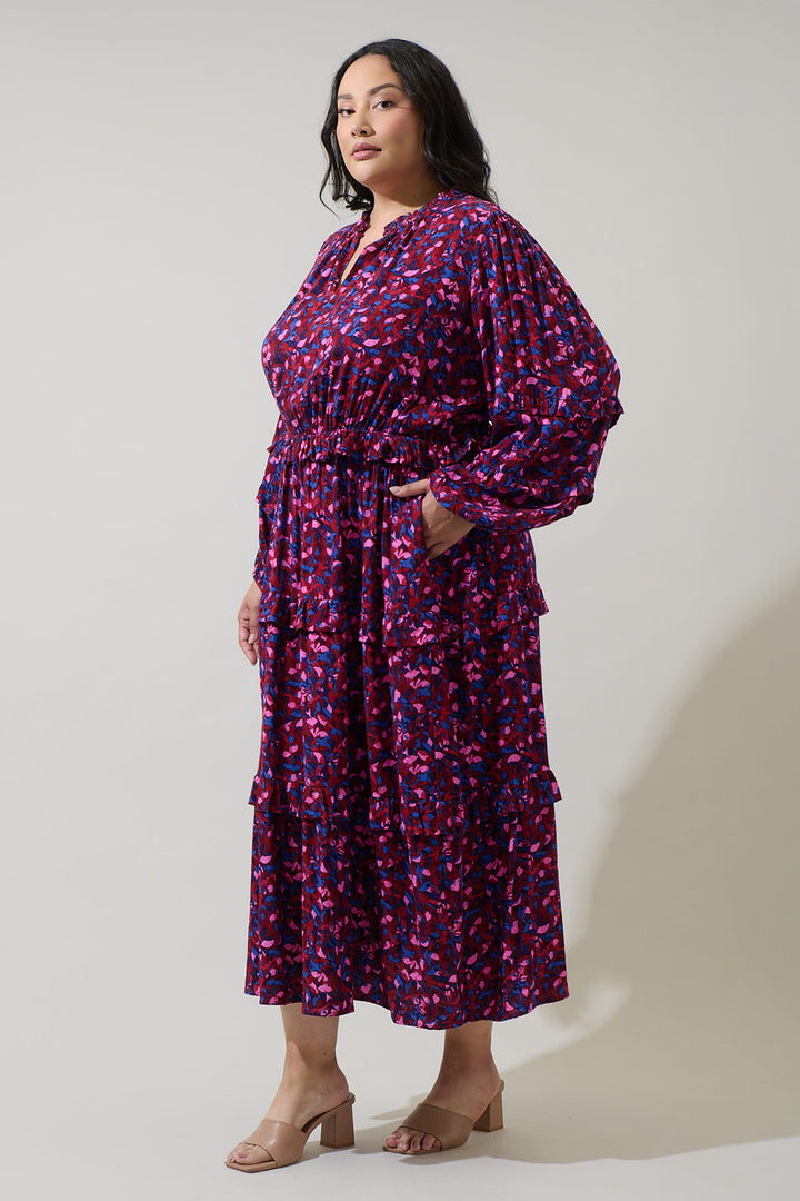 Turma Abstract Iveny Tiered Maxi Dress Curve